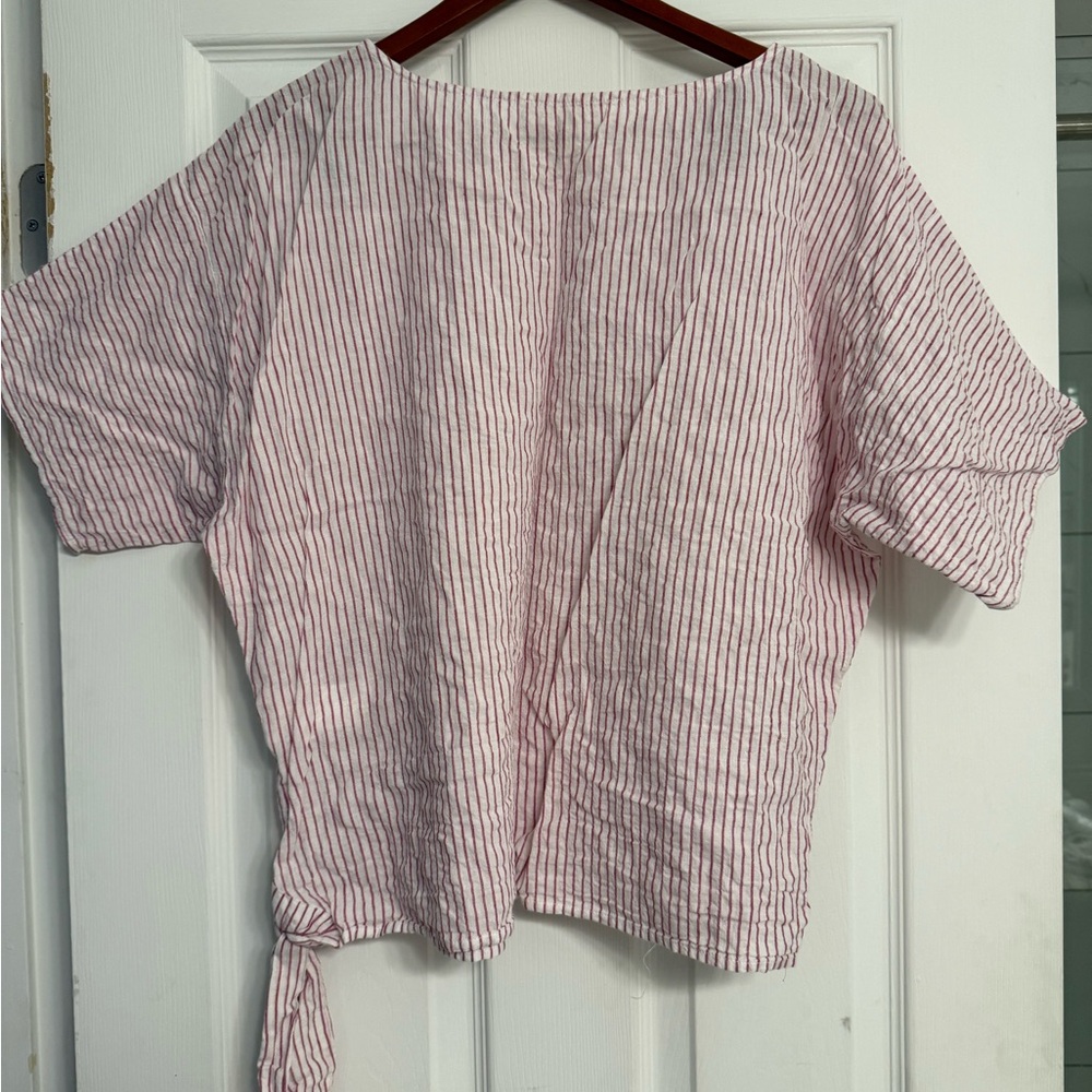 Michael Kors Pink Boxy Tie Front Blouse